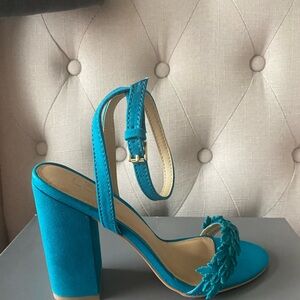Teal Block Heel Sandals
